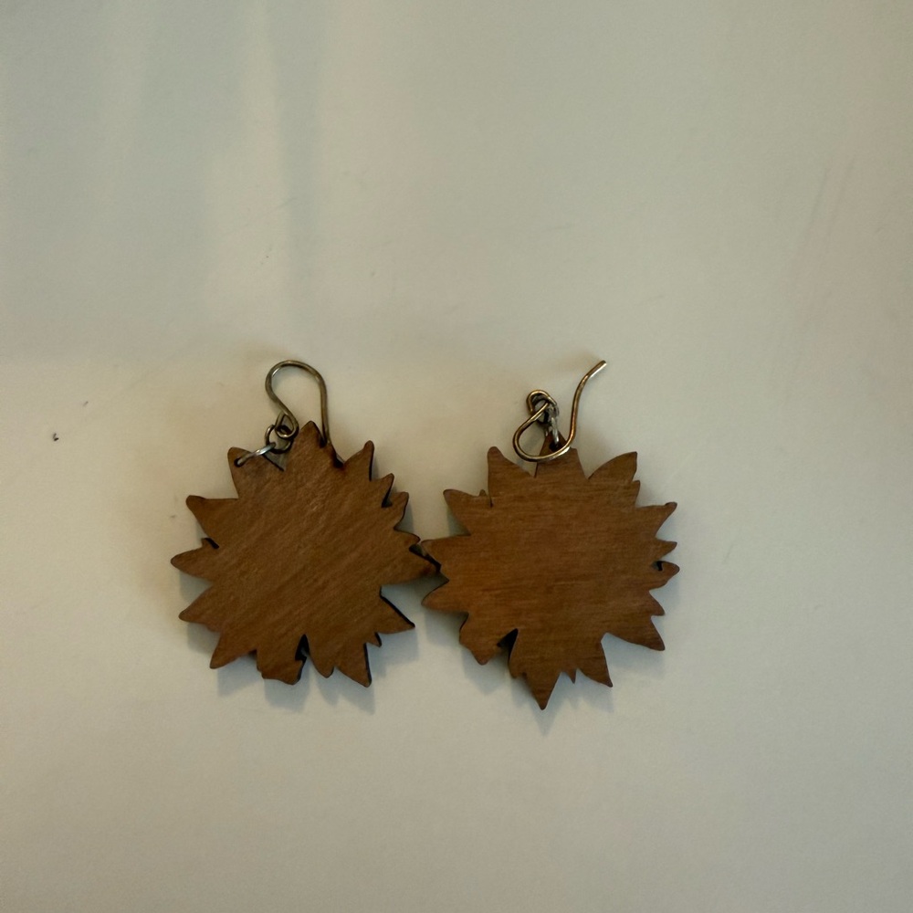 Floral Wooden Earrings - Picture 3 of 3